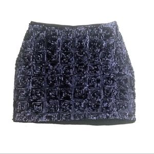 H&M sapphire 3D sequin navy mini skirt